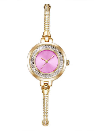 Women's Thin Strap Bracelet Watch Rhinestone Quicksand Small Dial Bracelet Watch Retractable Adjustable Watch