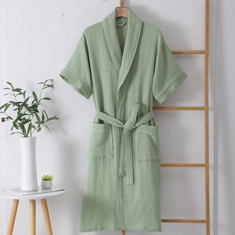 Pure Cotton Double-Layer Short Sleeve Nightgown