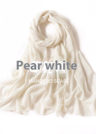 Pure Color Pearl Chiffon Scarf Headcloth Veil Chiffon Scarf
