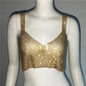 Deep V nick Rhinestone Metal Camisole Split Short Top