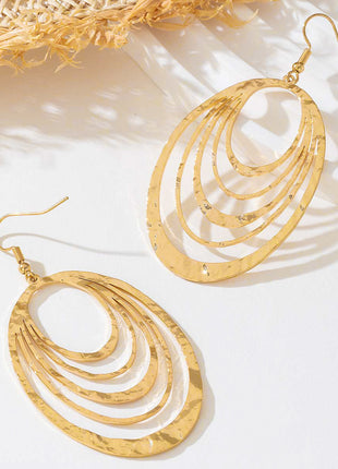 3 Layer Hollow Oval Stainless Steel Earrings