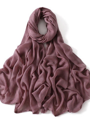 Solid Color Wide-brimmed Cotton And Linen Monochrome Scarf Veil
