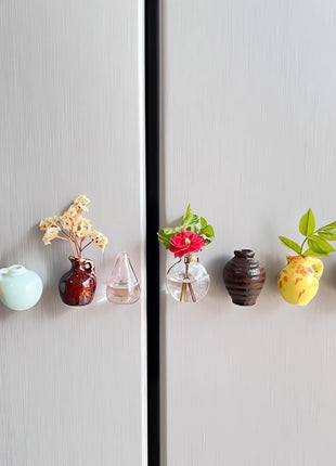 Mini Vase Refrigerator Magnets – 8 Pcs Decorative Set