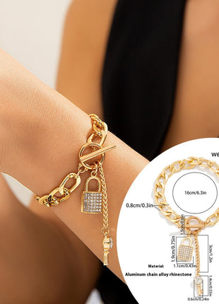 Thick Chain with Shiny Lock and Key Pendant Necklace Single or Combinations