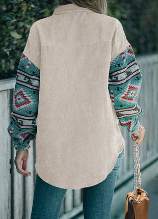 Ethnic Lapel Multi-color Lazy Long Shirt