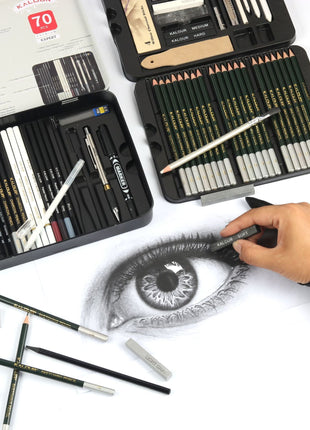 70pcs Sketch Pencil Set with Iron Box