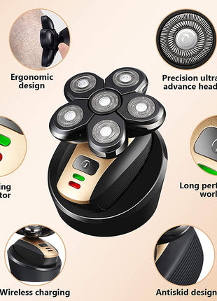 PowerGlide™ 5-in-1 Electric Shaver – 5-Blade Head Shaver + Beard, Nose & Grooming Trimmer