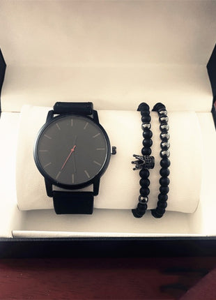 Large Dial Men's Casual Simple Scale Frosted Belt Quartz Watch Crown Bracelet