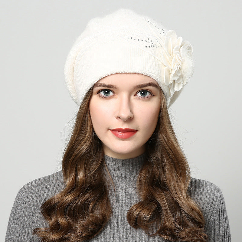 Rabbit Fur Knitted Woolen Cap