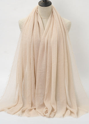 Pure Color Pleated Cotton Scarf Cotton And Linen Scarf