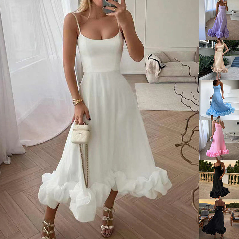 Suspenders Large Flower Swing Three-dimensional Dress
