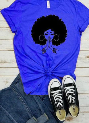 Afro Lady Graphic Casual T-Shirt