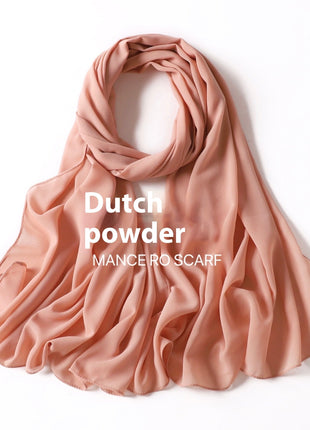 Pure Color Pearl Chiffon Scarf Headcloth Veil Chiffon Scarf