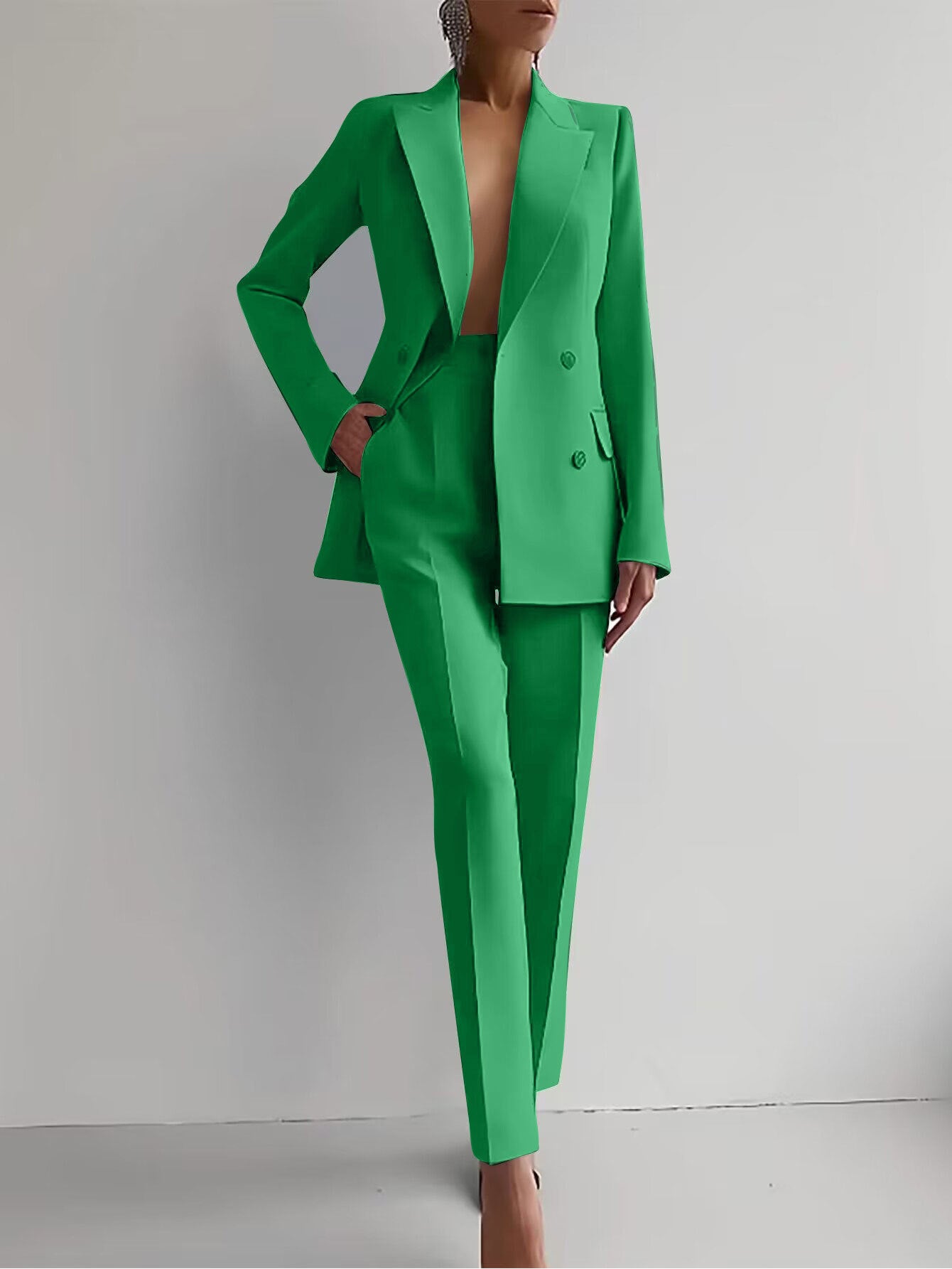 Business Suits Long Sleeve Single-breasted Jacket and Slim Fit Trousers