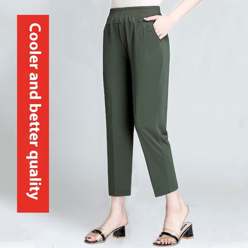 Ice Silk Thin Casual Straight-leg Cropped Pants