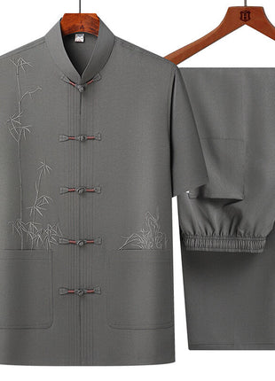 Men's Short Sleeve Chinese Style Chinese Frog Tang Suit