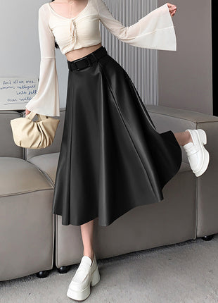 Leather A- Line High Waist Skirt