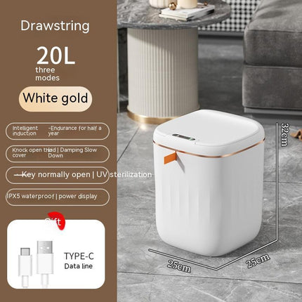 20L Smart Trash Can IPX5 Waterproof, Waved, Kick & Knee Induction with Lid (Copy)