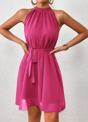 Strapless Chiffon High Waist Lace-up Dress