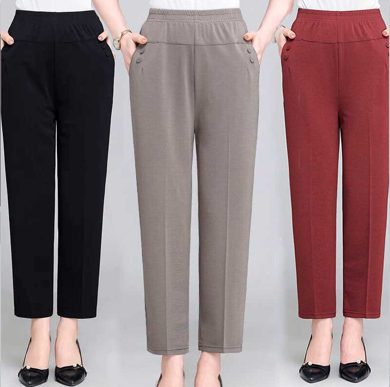 Ice Silk Thin Casual Straight-leg Cropped Pants