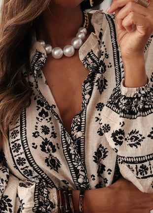 French Temperament Socialite Cotton and Linen Long Sleeve Shirt