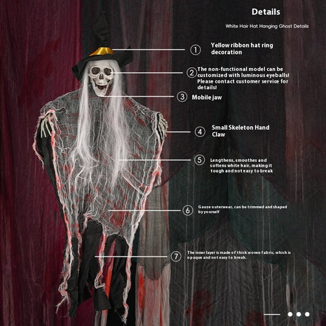 Halloween Skull Hanging Ghost White Hair Band