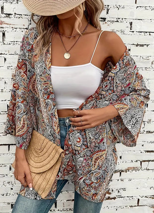 Ethnic Round Neck Shirt Bohemian Long Sleeve Shirt