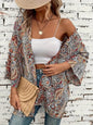 Ethnic Print Round Neck Shirt Bohemian Long Sleeve Shirt