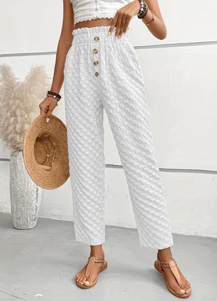 Slim-fit Buttoned Straight Loose Trousers