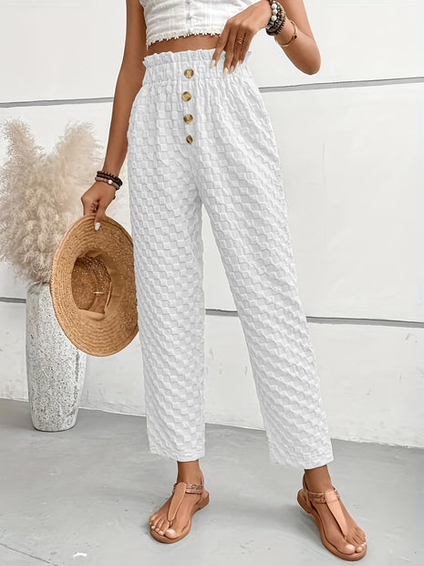 Slim-fit Buttoned Straight Loose Trousers