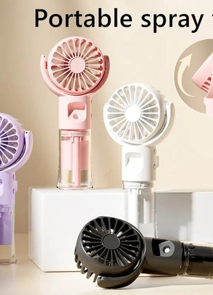 Portable Handheld Spray Fan 4-Speed Water Spray Mist Fan Summer Cooling Artifact USB Charging Summer Outdoor Mini Fan