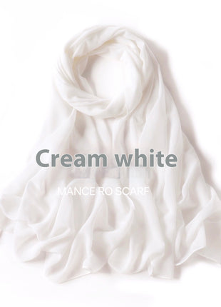 Pure Color Pearl Chiffon Scarf Headcloth Veil Chiffon Scarf