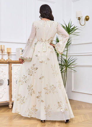 Ruffles Bronzing Embroidery Dress