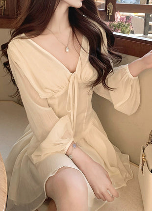 French Style V-neck Dress