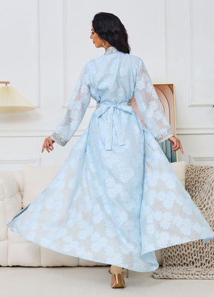 Embroidery Ruffles Long Sleeve Set Dress