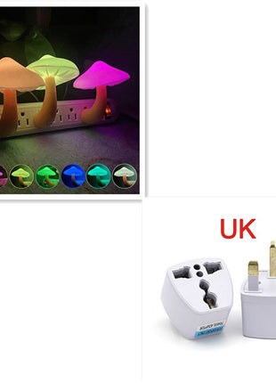 LED Night Light Mushroom Wall Socket Lamp Warm White Light-control Bedroom Light Home Decoration