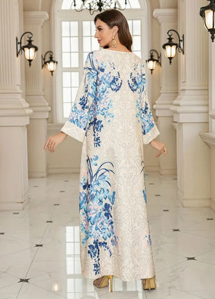 Blue Floral Long Sleeve Dress