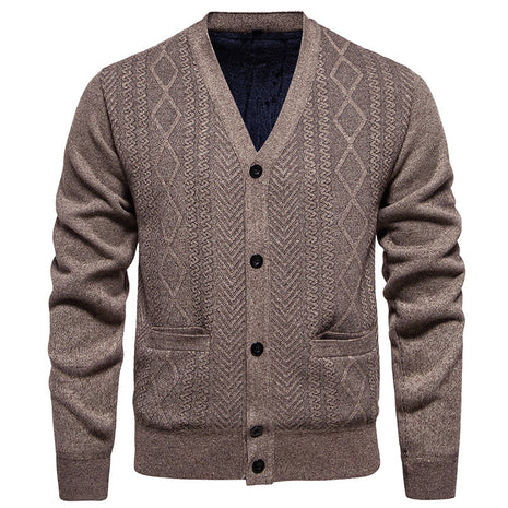 Cardigan Men's Long-sleeved Striped Sweater Fall Winter Coat Versatile Top