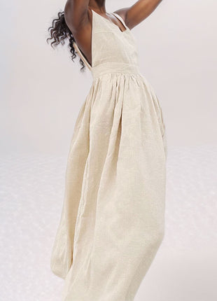 V-neck Suspender Split Backless High Waist Long Dress