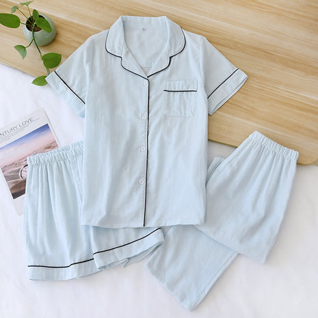 Gauze Cotton Three-piece Pyjama Set