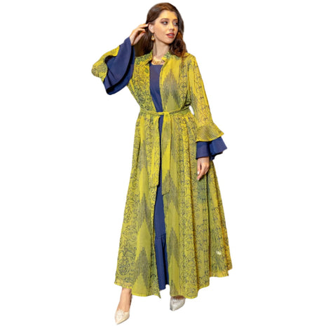 Evening Ruffle Sleeve Two-piece Suit Dress