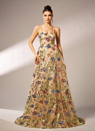 Elegant Sleeveless Sequined Suspender Dress