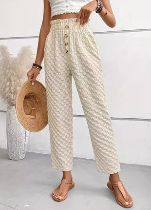 Slim-fit Buttoned Straight Loose Trousers
