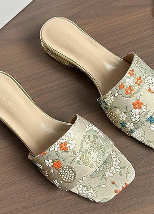 Outdoor Leather Square Toe Mule