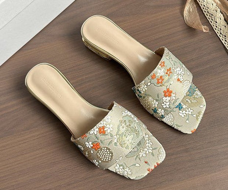 Outdoor Leather Square Toe Mule