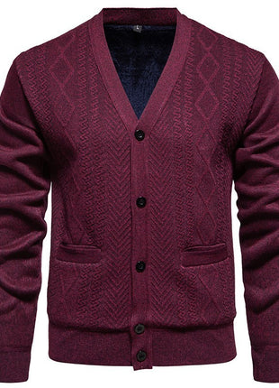 Cardigan Men's Long-sleeved Striped Sweater Fall Winter Coat Versatile Top