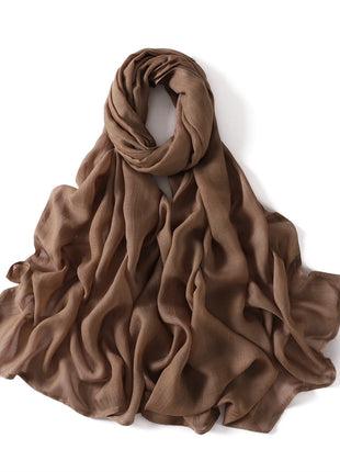 Solid Color Wide-brimmed Cotton And Linen Monochrome Scarf Veil