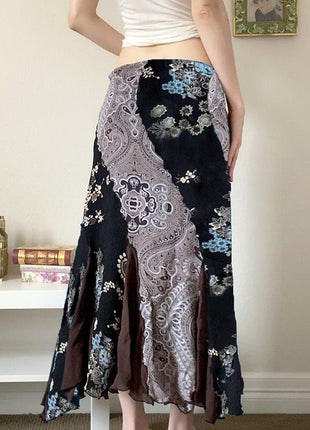 Flora Retro Style Long Skirt