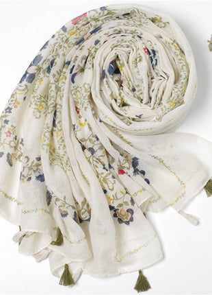 Japanese Style Artistic Fresh Cotton And Linen Scarf Retro Patchwork Bohemian Cashew Print