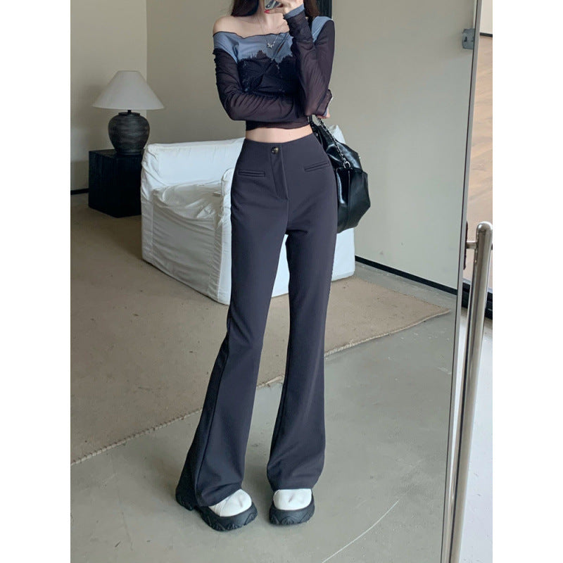 High Waist Slim Fit & Straight Casual Pants